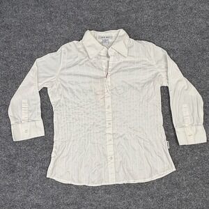 Vintage Mia Mia Women's White Stretch Button Up Shirt  Size S- NEW